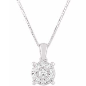 Diamond Halo 18" Pendant Necklace (1/3 ct. t.w.) in 14k White Gold